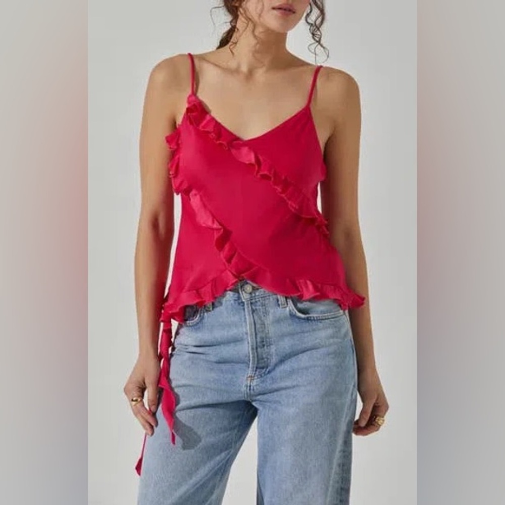 Astr The Label Cascading Ruffle Tank In Hot Pink